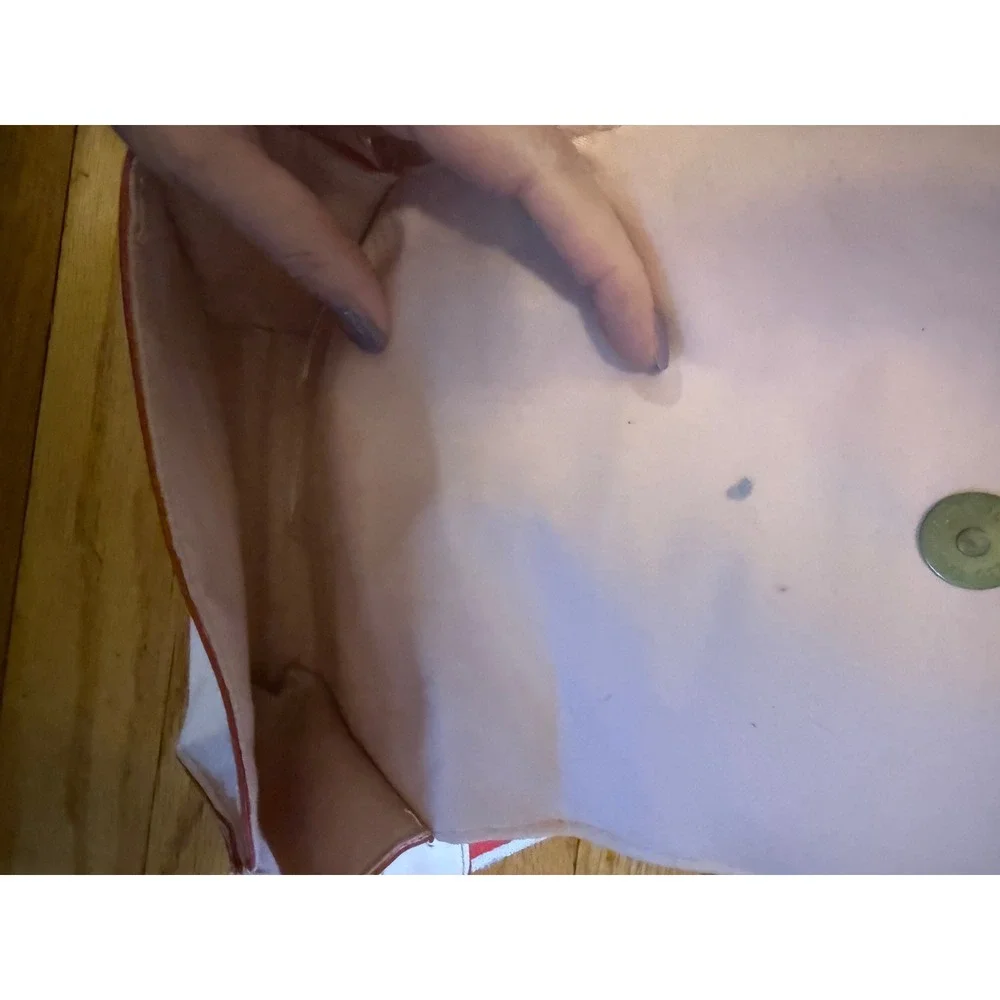 Kids White Embossed Logo Crossbody Bag with Red Strap and Pom Pom‎ Charm